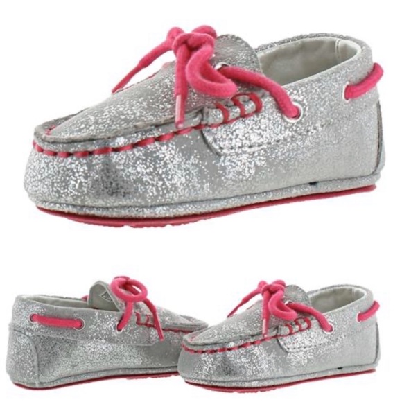 Cole Haan Grant Driver Silver Baby Loafers Size 1 - Picture 1 of 4